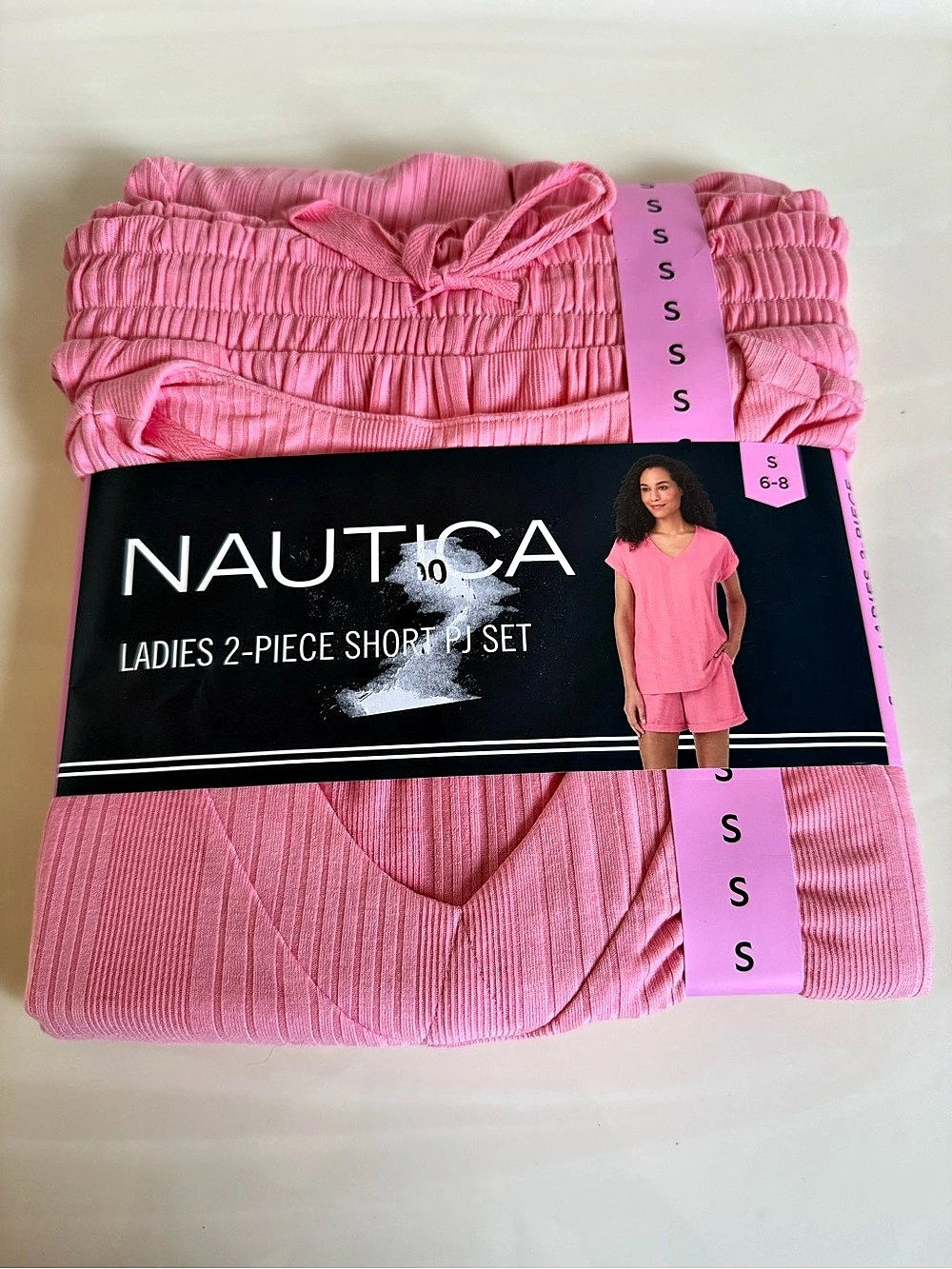 NEW Nautica Ladies 2-Piece Short Set Pink Small (6-8)